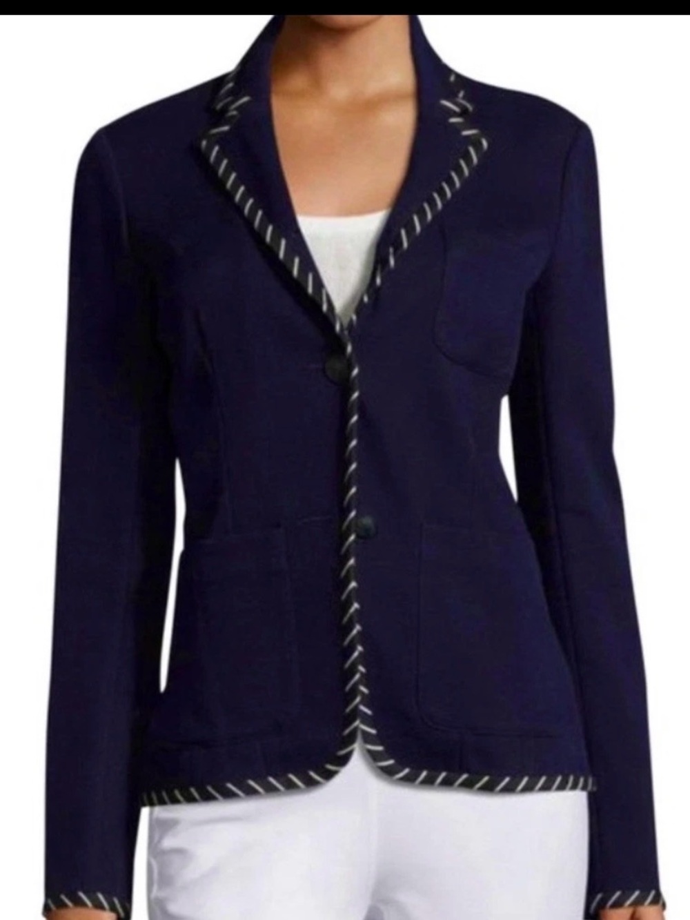 Rag & bone Redgrave whipstich Navy Contrast-Trim Women's Blazer Jacket 4